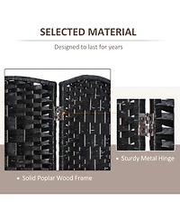 Homcom 6 Weave Panel Room Divider Privacy Folding Screen Diamond Decor Black
