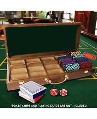 Gse Games & Sports Expert Poker Chips Carrier with 5 Wooden Poker Chip Trays for Any Thickness chips, Holds 500 Chips