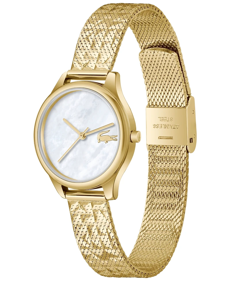 Lacoste Women's Crocodelle Gold Tone Stainless Steel Textured Mesh Bracelet Watch 28mm