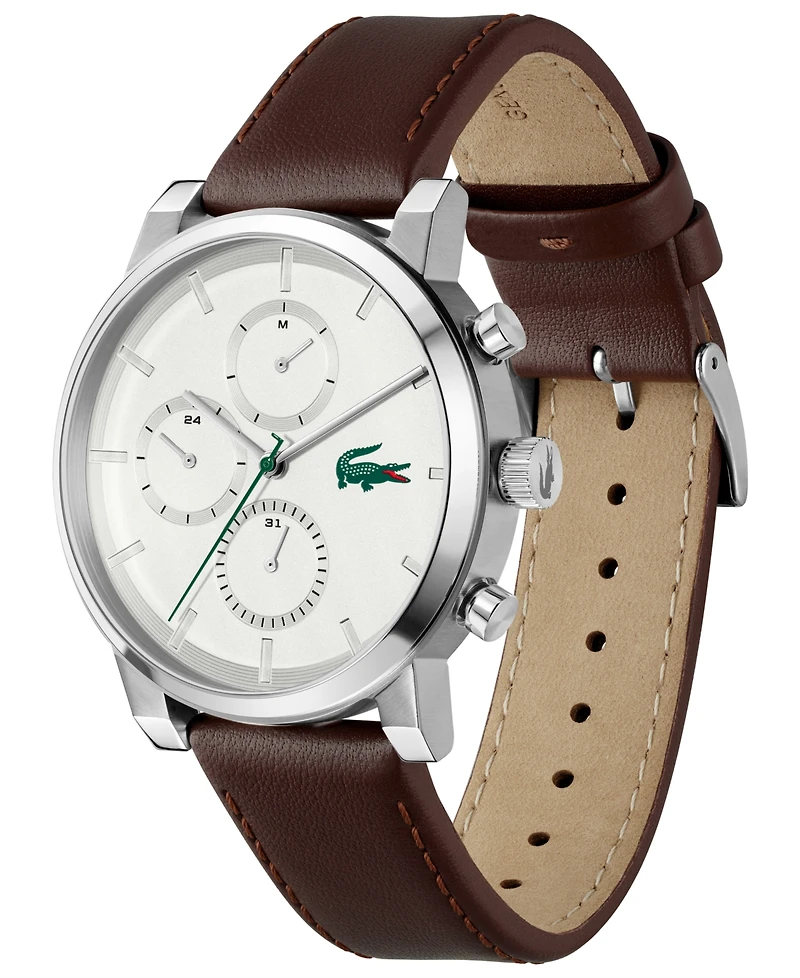 Lacoste Men's Replay Brown Leather Strap Watch, 43mm