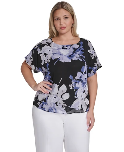 Calvin Klein Plus Printed Short-Sleeve Top
