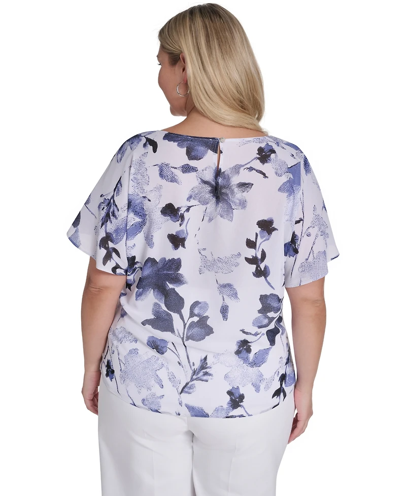 Calvin Klein Plus Printed Crew Neck Top