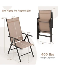 Gymax 4PCS Patio Folding Dining Chair w/ 7-Level Adjustable High Backrest for Garden
