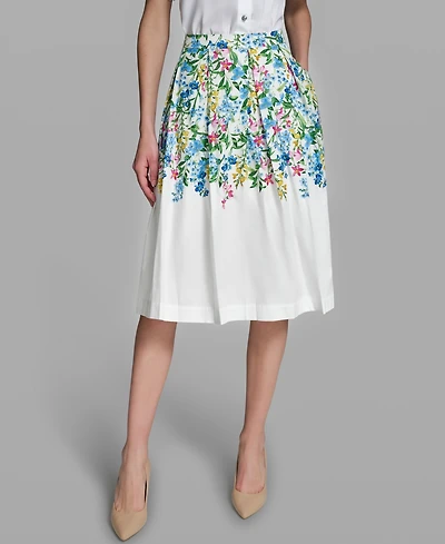 Karl Lagerfeld Paris Women's Pleated Placed Printed Skirt