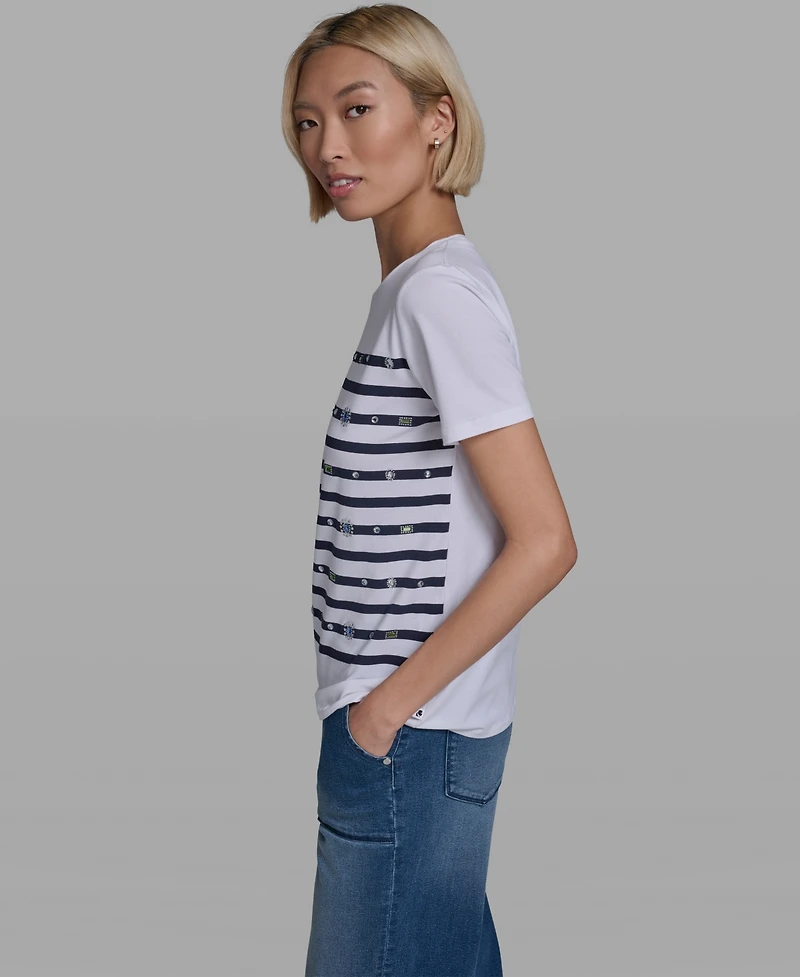 Karl Lagerfeld Paris Women's Short-Sleeve Crewneck T-Shirt