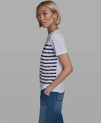 Karl Lagerfeld Paris Women's Short-Sleeve Crewneck T-Shirt