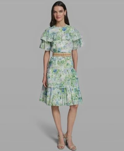 Karl Lagerfeld Paris Womens Short Sleeve Crewneck Printed Dress