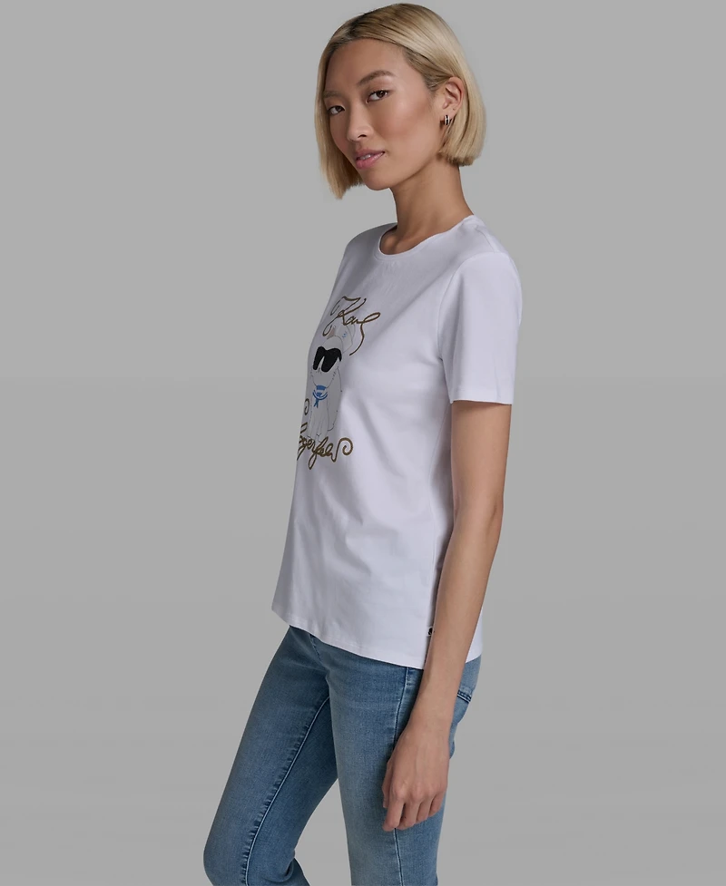 Karl Lagerfeld Paris Women's Short-Sleeve Crewneck T-Shirt