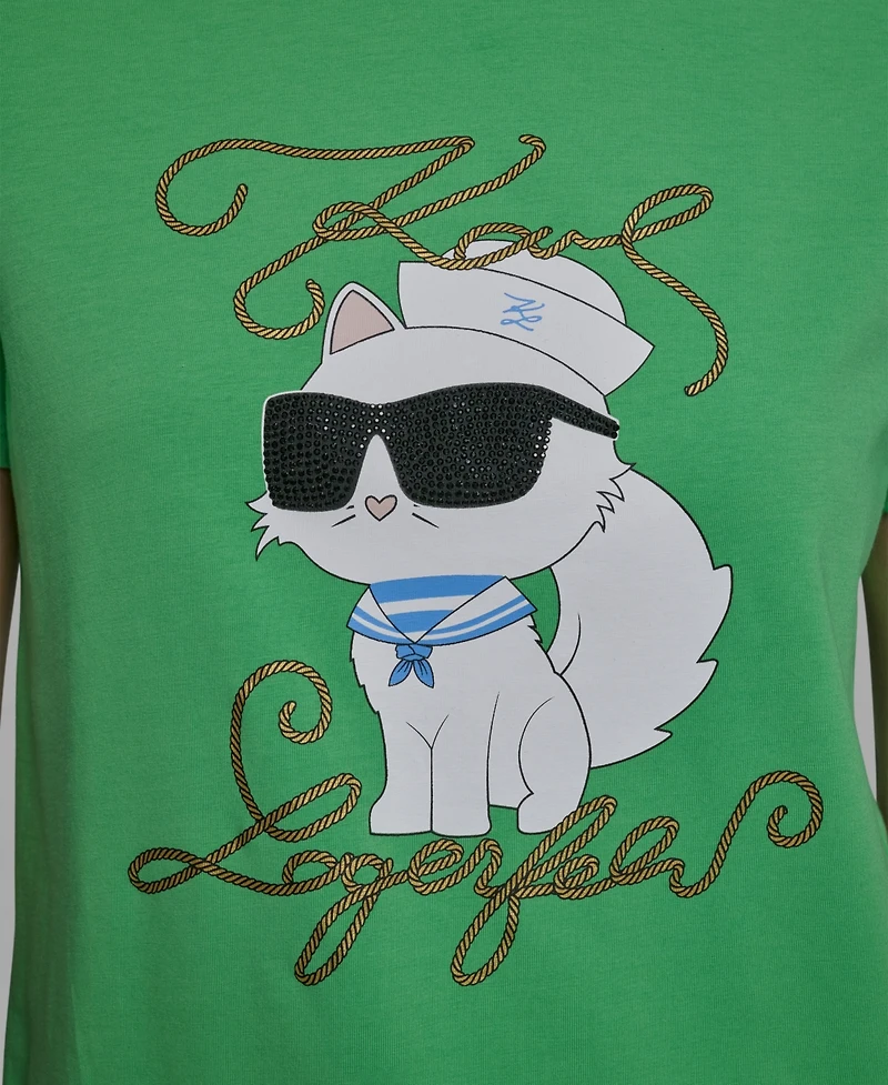 Karl Lagerfeld Paris Women's Short-Sleeve Crewneck T-Shirt