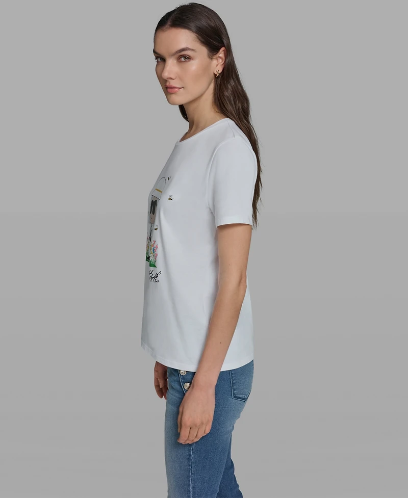 Karl Lagerfeld Paris Women's Short-Sleeve Crewneck T-Shirt