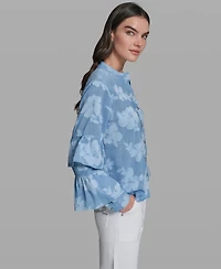 Karl Lagerfeld Paris Women's Long-Sleeve Mock Neck Shirt