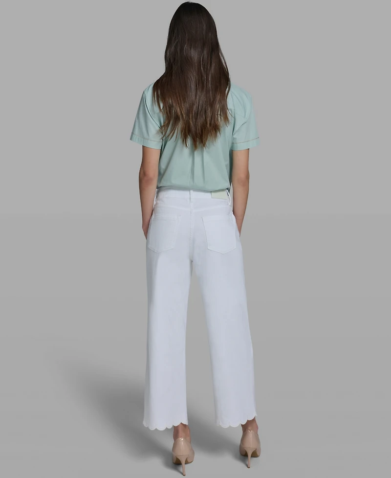 Karl Lagerfeld Paris Women's Mid-Rise Scalloped Hem Jeans