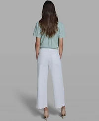 Karl Lagerfeld Paris Women's Mid-Rise Scalloped Hem Jeans