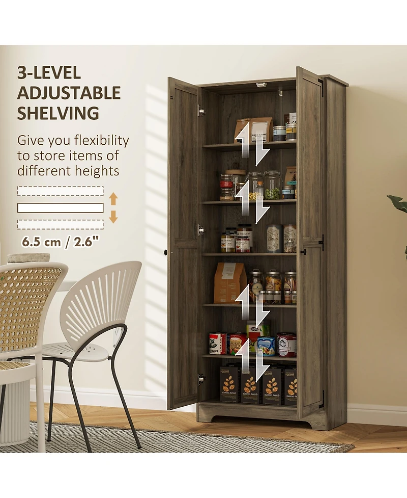 Homcom 72" Farmhouse Pantry Cabinet, Tall Storage Cabinet, Distressed