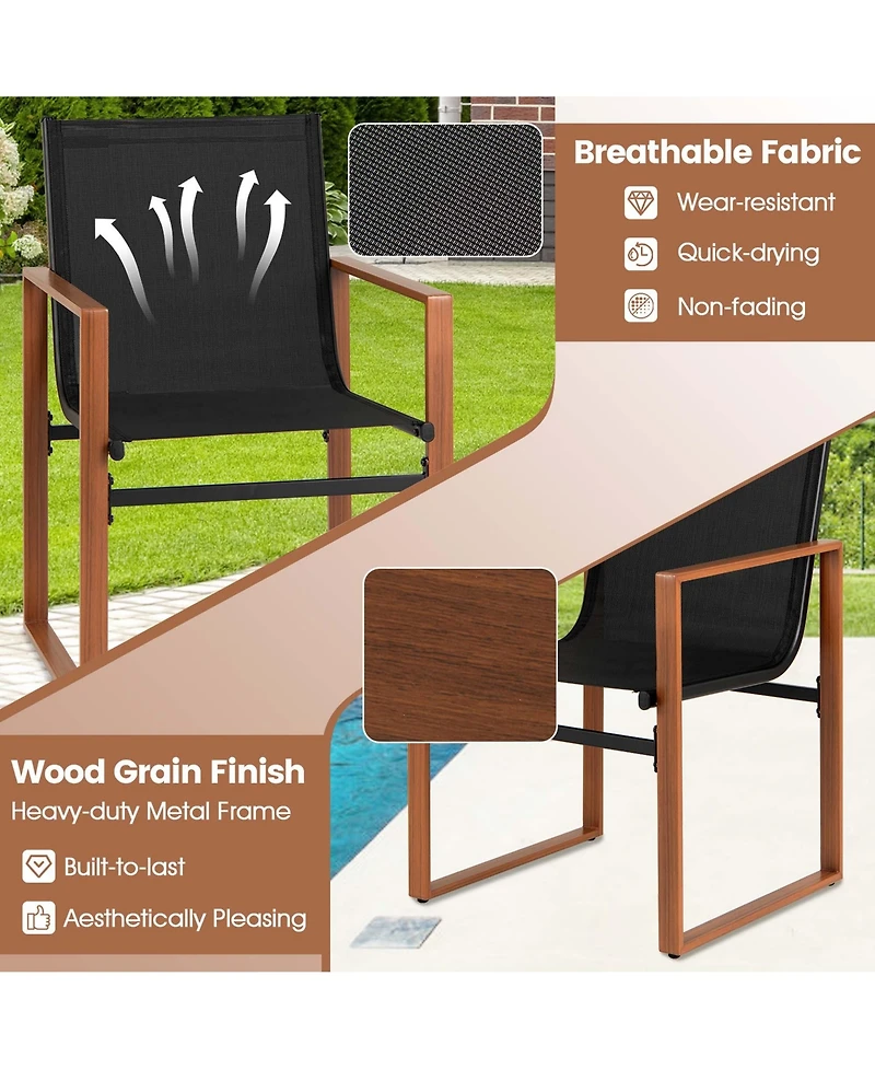 Gymax Pcs Outdoor Dining Chairs Patio Furniture Chair w/ Breathable Seat & Backrest
