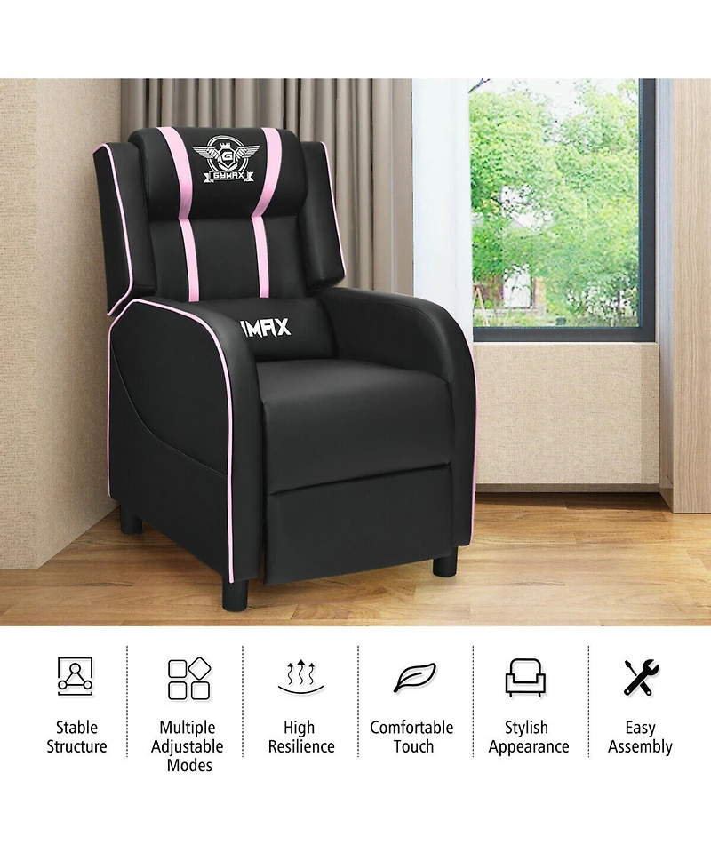 Gymax Massage Gaming Recliner Chair Racing Single Lounge Sofa Home Theater Seat