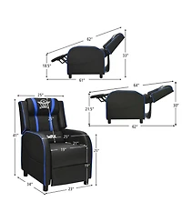 Gymax Massage Gaming Recliner Chair Racing Single Lounge Sofa Home Theater Seat