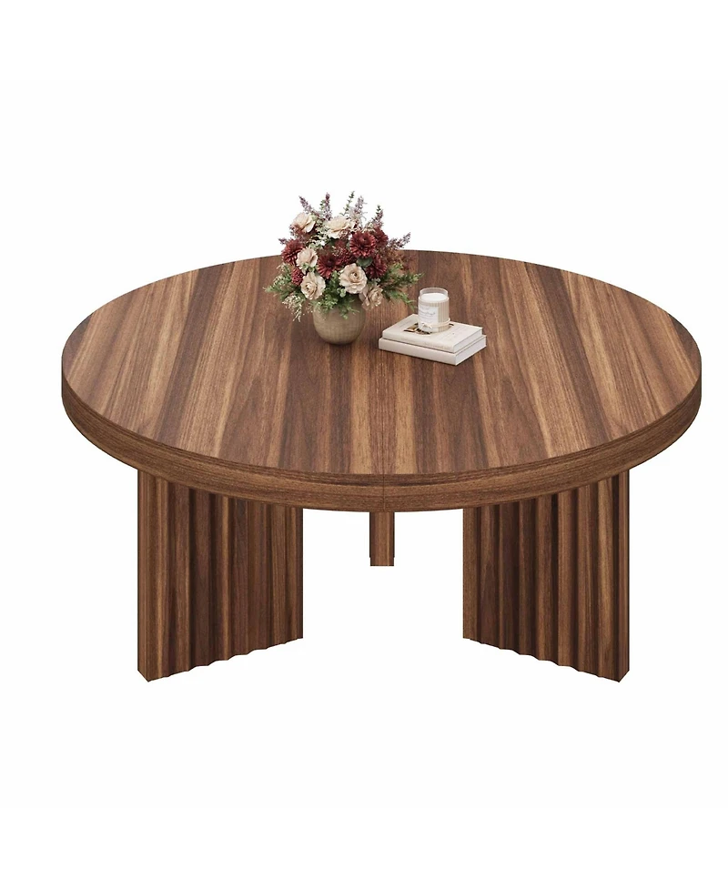 gaomon 33.5-Inch Round Wood Coffee Table for Small Spaces, Living Room Center Table