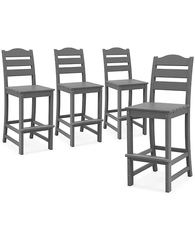 Costway Outdoor Hdpe Bar Stool Patio Tall Chair Backrest Footrest All Weather