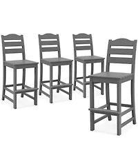 Costway Outdoor 4pcs Hdpe Bar Stool Patio Tall Chair Backrest Footrest All Weather
