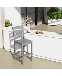 Costway Outdoor 4pcs Hdpe Bar Stool Patio Tall Chair Backrest Footrest All Weather