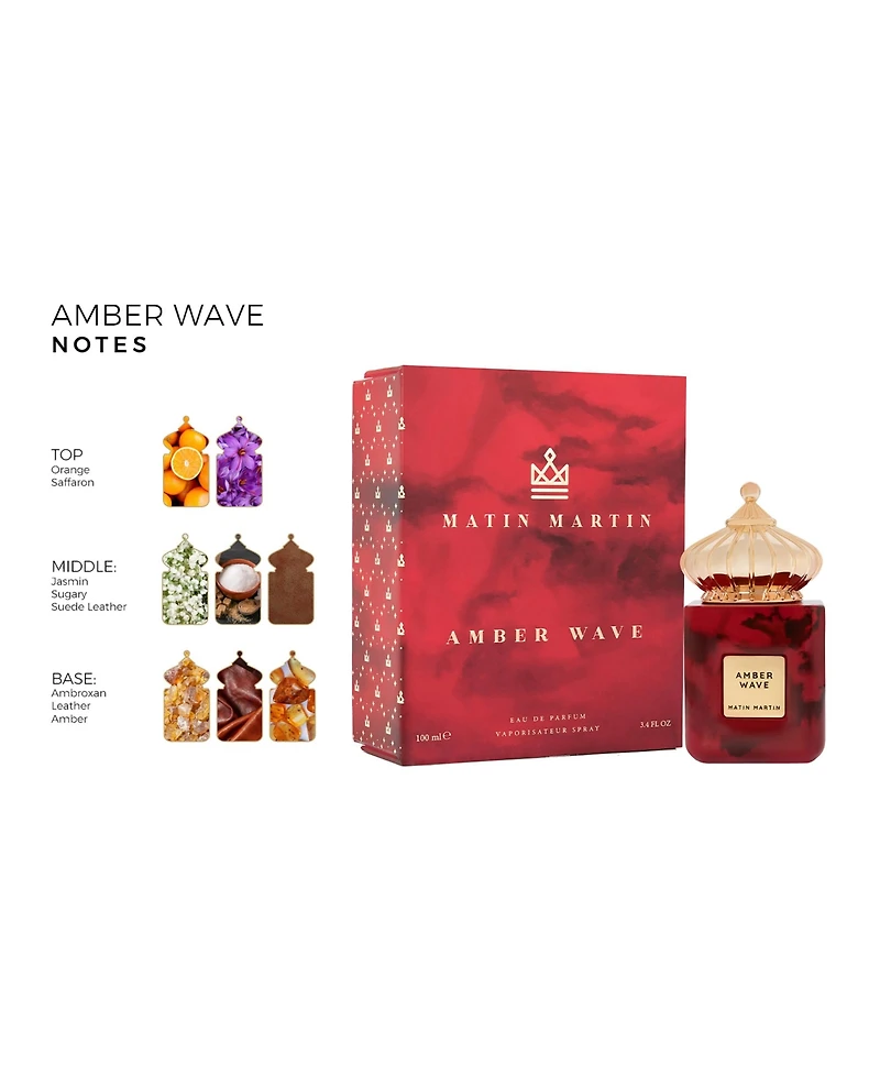 Matin Martin Amber Wave - Amber Woody Fragrance For Women and Men - Perfume for Men with Leather Notes - Arabian Perfume for Women - Unisex