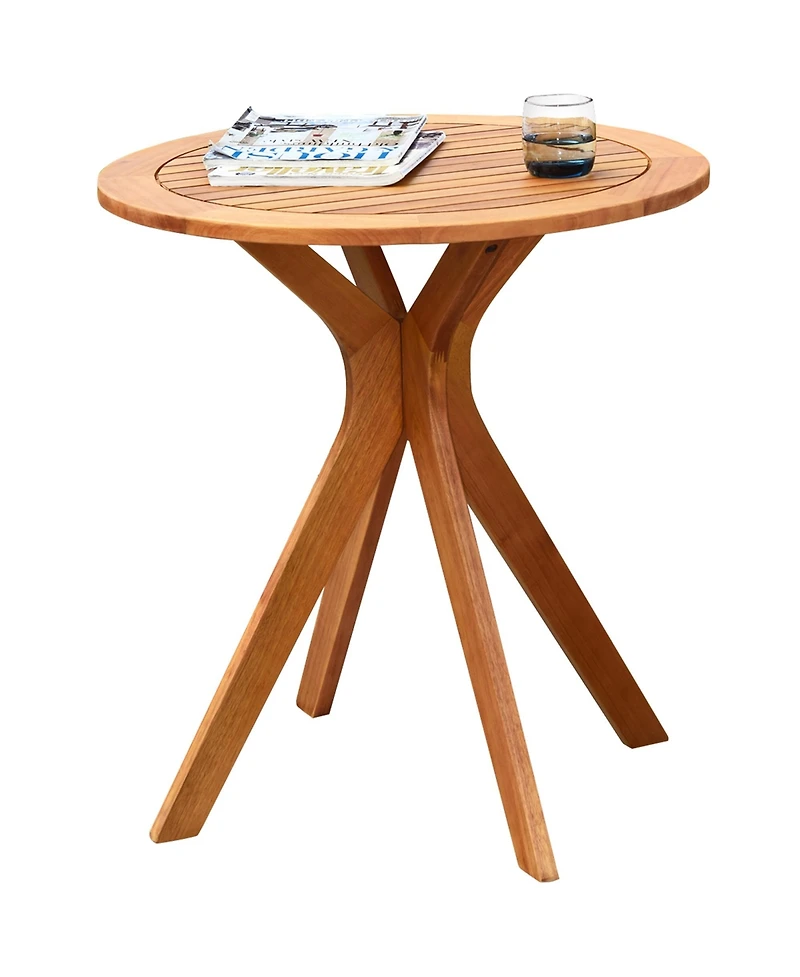Costway 27'' Outdoor Round Table Solid Wood Coffee Side Bistro Table