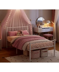 gaomon Metal Bed Frame - Headboard and Footboard with Iron Heart Design, Platform for Boys Girls, No Box Spring Needed