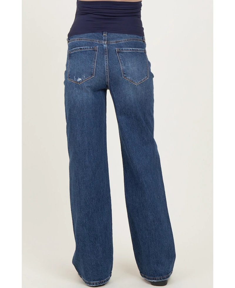 Pinkblush Maternity Navy Dark Wash Wide Leg Jeans