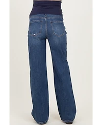 Pinkblush Maternity Navy Dark Wash Wide Leg Jeans