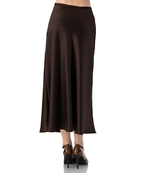 Ivonne Women's Solid Satin Midi Skirt