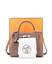 Pre-Owned Hermes Kelly Handbag Grey Togo with Palladium Hardware