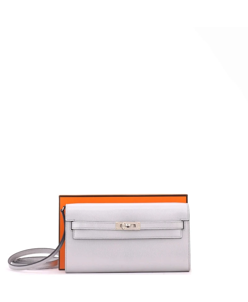 Pre-Owned HERMES Kelly To Go Wallet Metallic Chevre Chamkilight