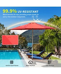 Clihome 9FT Patio Umbrella, Outdoor Market Umbrella with Push Button Tilt and Crank