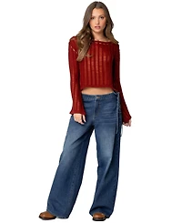 Edikted Women's Sagir Sheer Ladder Knit Top