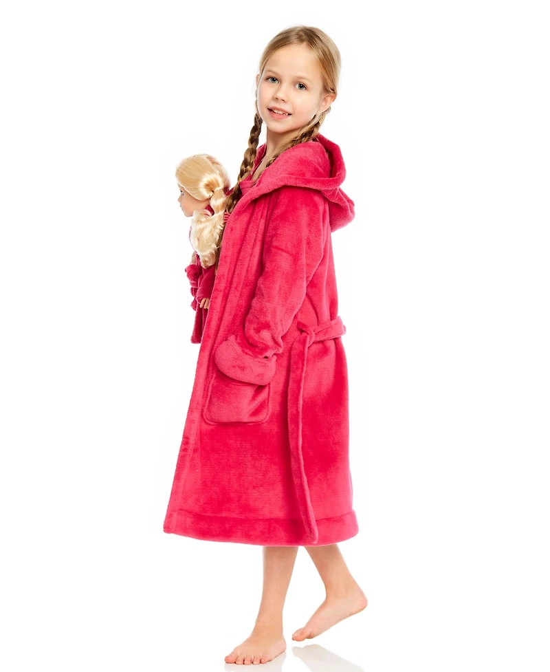Leveret Little Girls 6-14 Matching Doll Fleece Hooded Robe