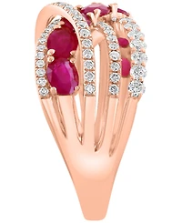 Effy Collection Ruby (1-5/8 ct. t.w.) & Diamond (5/8 ct. t.w.) Ring in 14k Rose Gold