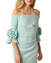 Adrianna Papell Rosette Off-The-Shoulder Gown