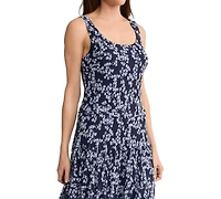 Jones New York Petite Multi-Tier Yoryu Printed Scoop Neck Maxi Dress