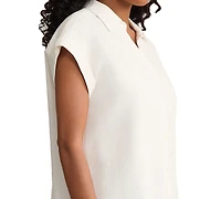 Jones New York Petite Collared Short-Sleeve Button Blouse