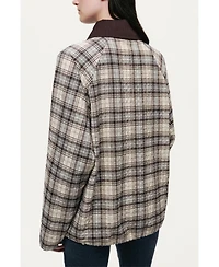 Nocturne Women's Checked Contrast Collar Jacket