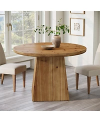 Tribesigns Solid Wood Round Dining Table, Farmhouse Kitchen Table for 2-4 People