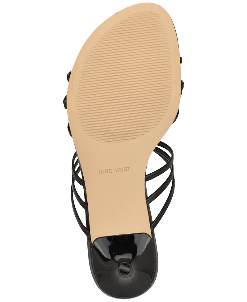 Nine West Women's Grece Strappy Slip-On Kitten Heel Dress Sandals
