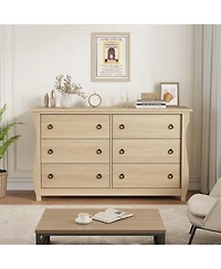 gaomon Dresser for Bedroom, Modern Wood Drawer Dresser with Ring Pull Handles, Wide Chest of Drawer, Storage Organizer for Living Room
