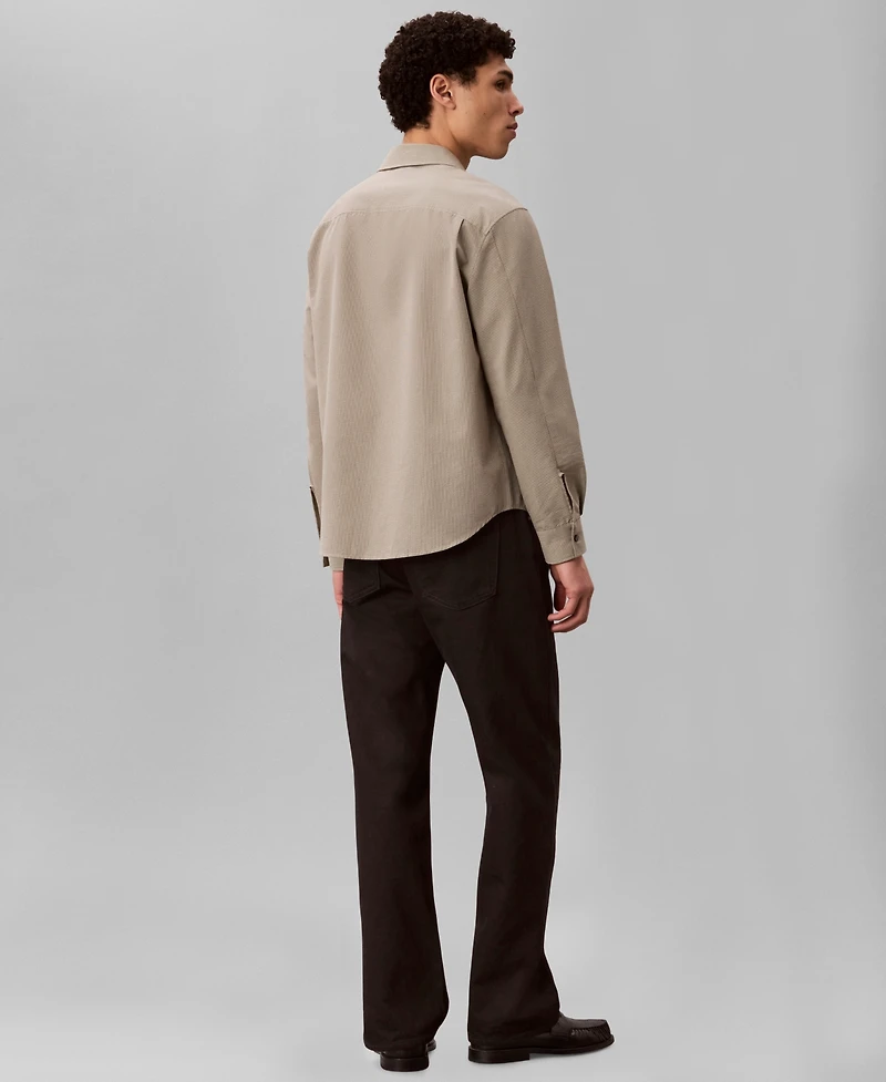 Calvin Klein Men's Yarn-Dyed Stripe Seersucker Classic Button-Down Shirt