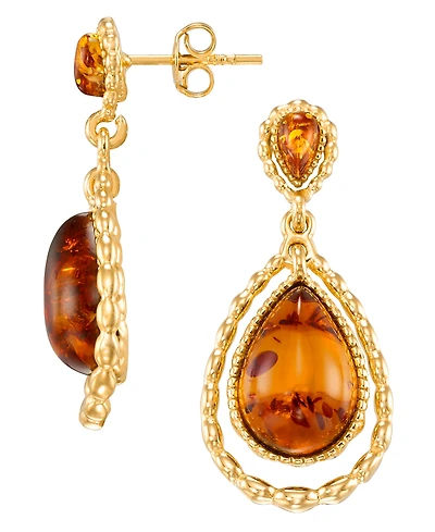 Macy's Baltic Amber Earrings (3 ct. t.w.) in 14k Yellow Gold Over Sterling Silver