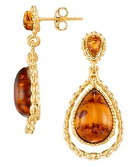 Macy's Baltic Amber Earrings (3 ct. t.w.) in 14k Yellow Gold Over Sterling Silver