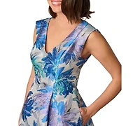 Adrianna Papell Women's Metallic V-Neck Midi Dress