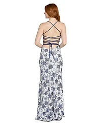 Morgan & Company Juniors' Floral Sequin Long Gown