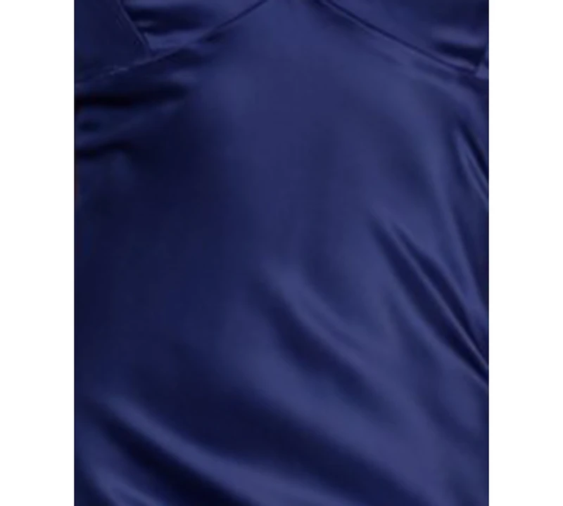 Morgan & Company Juniors' Stretch V-Neck Bar Back Long Gown